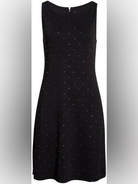 Tommy Bahama Black Sleeveless Mini Dress with Subtle Dot Embellishments